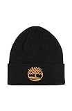 Timberland Cuffed Beanie with Embroidered Contrast Tree Hat (Black)