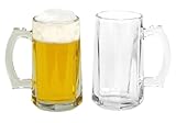 BURI 2 Stück kleine Biergläser mit Henkel 422ml 8x15cm Krug Glas zwei...