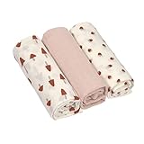 LÄSSIG Baby Puckdecke Spuckdecke Pucktuch Mulltuch 3er Set Baumwolle 85 x...