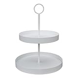 Etagere LENJA weiß aus Metall modernes Design 2-stöckige Metalletagere
