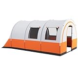 Outsunny Tunnelzelt, Campingzelt für 6 Personen, mit 2 Räumen,...