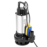 OUKANING Schmutzwassertauchpumpe Edelstahl 1500W 36000L/h 22m Förderhöhe...