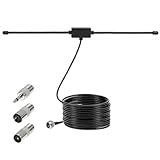 QWORK® DAB UKW Radio Antenne, 75 Ohm FM Dipolantenne mit 3 m...