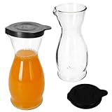 MamboCat 2er Set MIA MISURA Wein-Karaffe mit schwarzem Kunststoff-Deckel I...