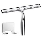 COFTCLMOMT 25CM Edelstahl Duschabzieher Mit Selbstklebe Haken, Silber...