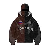 QJDFLL Balaclava Hoodie Zippe Double Hooded Zip Jacket Built In Eye Mask...