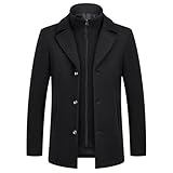KUDMOL Herren Mantel umd Weste 2-in-1-Winterjacke Wollmantel Dick...