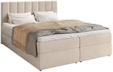 BROMARKT Boxspringbett mit Bettkasten Polsterbett mit Bonell-Matratze und...