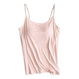 Camisole Tops für Damen, eingebauter BH, einfarbig, weich, bequem,...