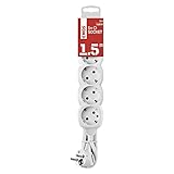 EMOS - 5-fach Steckdosenleiste 1,5m - 5 Schuko-Steckdosen 45° gedreht -...