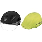 ABUS 86934 Fahrradhelm, Schwarz (Velvet Black), M (52-58 cm) & Regenkappe...