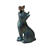 EasyByMall Hübsches Katzenornament mit Schmetterling, perfekt für den...