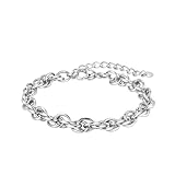 SKENUDY Silber 316L wasserdicht Edelstahl Armband für Männer, Twist...