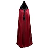 KBOPLEMQ Mittelalter Umhang Burkhard mit Kapuze Damen Rot Vampir Umhang...