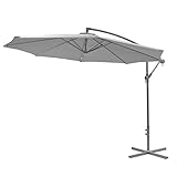 Gartenfreude Alu Sonnenschirm Ampelschirm UV+50 300 cm, Grau