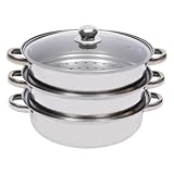 Dampfgarer, 3-stöckig, stapelbarer Glasdeckel, Edelstahl-Dampfgarer für...