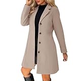 Dyhxuan Wollmantel Damen Lang Trenchcoat Elegant Revers Mantel Einfarbig...