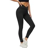 DDOBB Leggings Damen High Waist Sportleggins Lang Schwarz Leggins...