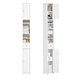 SoBuy BZR34-W Badezimmer Hochschrank mit 5 Fächern Badschrank schmal...