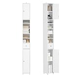 SoBuy BZR34-W Badezimmer Hochschrank mit 5 Fächern Badschrank Badregal mit...