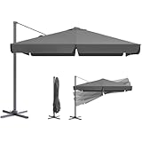 Sekey Alu Sonnenschirm Ampelschirm 300 cm x 300 cm, mit Kurbelbedienung,...