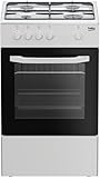 Beko - CSG42001FW - Küche 50 x 50, Gasherd + Platte mit 4 Gasbrennern und...