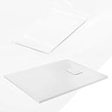 LuxeBath Duschwanne 100x80 cm Weiß, Extra flache und robuste SMC...