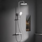 PUKANIUM Duschsystem mit Thermostat, Chrom Duscharmatur Komplettset mit...