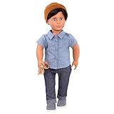 Our Generation – 46 cm Junge Puppe – Schwarzes Haar & braune Augen –...