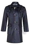 Infinity Leather Schwarzer Klassischer 3/4-Leder Dufflecoat für Herren 4XL