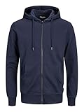 JACK & JONES Herren Basic Reißverschluss Baumwoll Hoodie - Marine Blazer -...