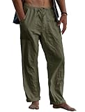 Runcati Leinenhose Herren Lang Freizeithose Leicht Sommerhose Strandhose...