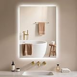 Archaluxe Badspiegel-mit-Beleuchtung 40x60cm - Badezimmerspiegel LED...