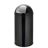 hjh OFFICE 741008 Mülleimer XXL Push 50L Schwarz Retro Abfallsammler mit...