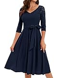 Bbonlinedress Kleider Damen festlich elegant 3/4 arm Hollow Out...