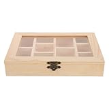 UKCOCO Mineraliensammelbox mit Glasdeckel 10 Fächer Kristallaufbewahrung...