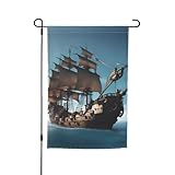 Coole Piratenschiff-Gartenflagge, doppelseitig, für den Außenbereich,...