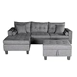 Home Deluxe - Sofagarnitur ROM - Farbe Grau - beidseitg montierbar - 242,6...