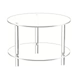 Yhsioaklo Runder Couchtisch – Teetisch mit 2 Ebenen, modern, 40 x 40 x 42...