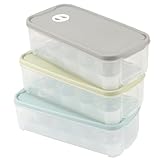 JIEHIN Eierbehälter für 10 Eier, 3 Stück, transparent, mit Deckel,...