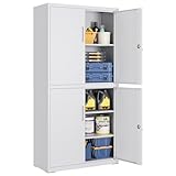 SONGMICS Aktenschrank, Mehrzweckschrank, Büroschrank, mit 4 Türen und 5...