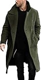 Runcati Herren Mantel Regular Fit Trenchcoat Langes Revers Zweireihig Wolle...
