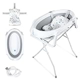 SWANEW Baby Badewanne, Faltbar Babybadewanne mit Gestell 80cm, Baby...