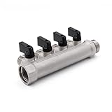 VANCOCO Sanitär 4-Wege-Verteiler aus Vernickeltem Messing - Einlass 3/4...