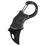 RUCUDIM Klappmesser Schwarz mit Karabiner Einhandmesser EDC...