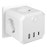 7 in 1 Steckdosenwürfel ohne Kabel, 4 Fach Cube Mehrfachstecker mit...