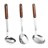 FJNATINH Wok pfannenwender,schaumlöffel und wok löffel aus 304 Stainless...