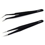 2 PCS ESD-Edelstahl-Präzisions Pinzette Präzisions Antistatisch...