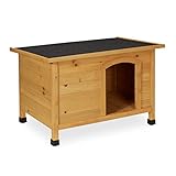 Relaxdays Hundehütte, HxBxT: 58 x 86 x 58 cm, wetterfestes Hundehaus,...