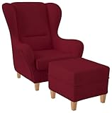 Supellex Sofia Ohrensessel mit Hocker, Sessel Wohnzimmer, Stil Relaxsessel,...
